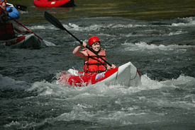 Child kayaking the Wenatchee River